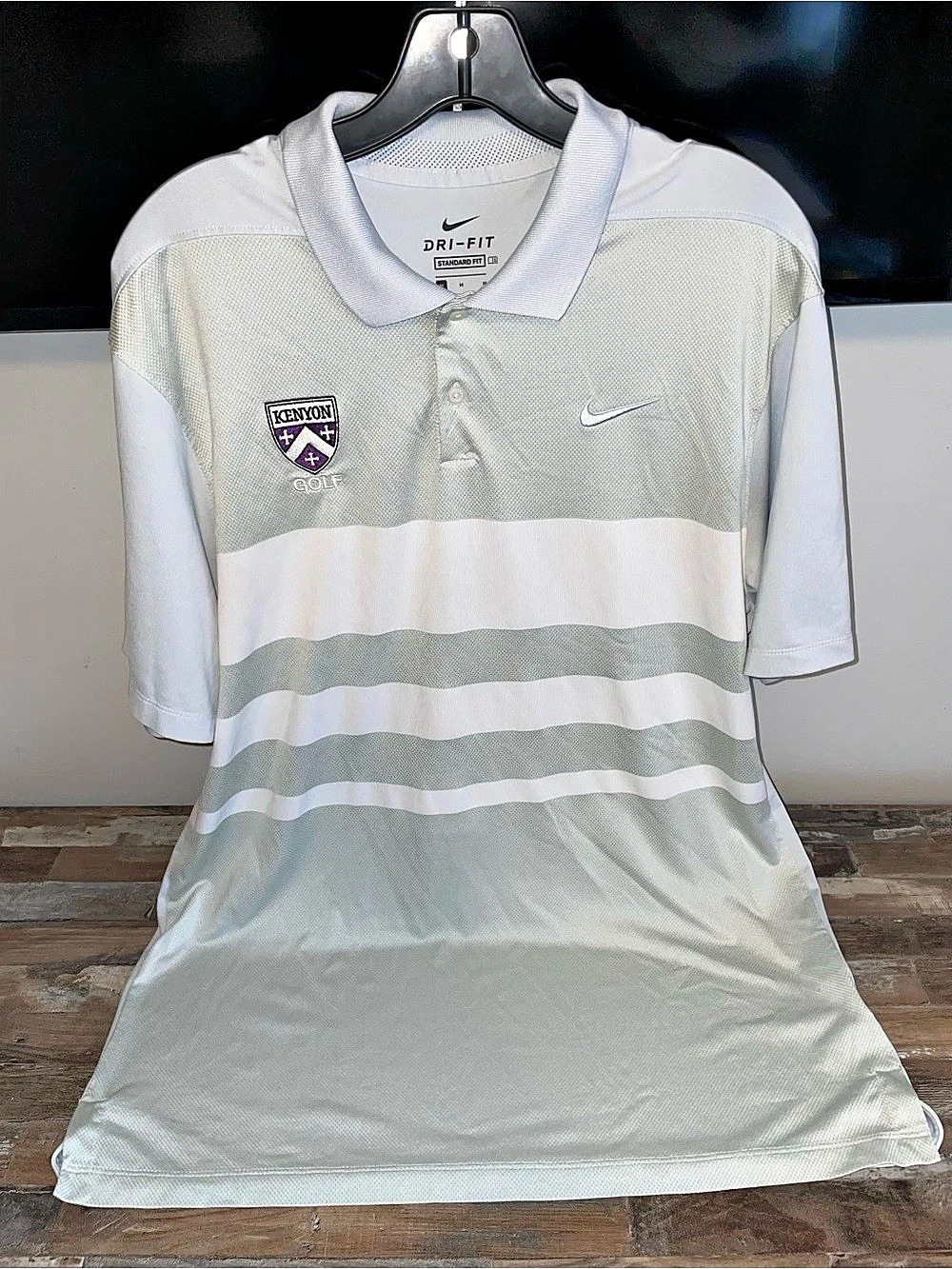 Nike Dri-FIT Kenyon College Golf Polo White & Gray Medium